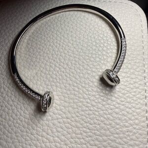 Silver Bangle Cuff Bracelet BB Lila